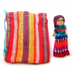 Worry Doll In Textile Bag